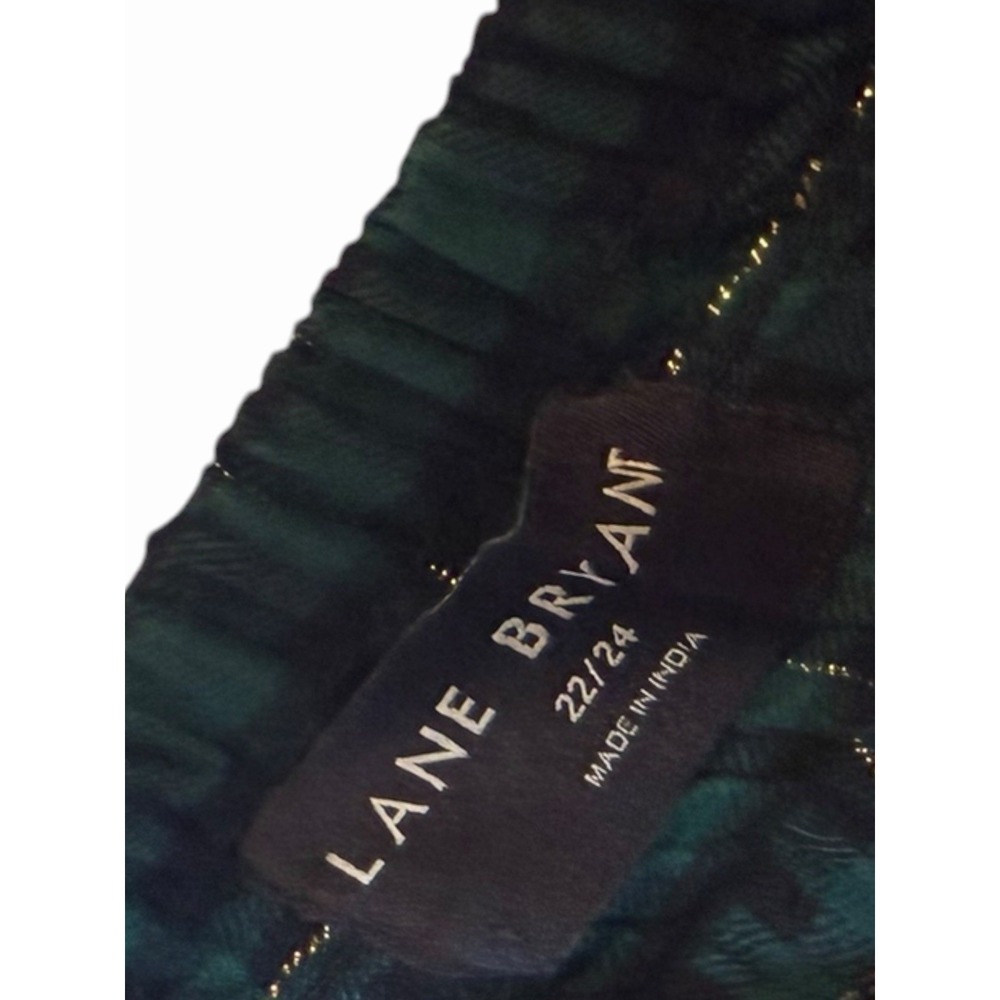 Lane Bryant Dress Women 22/24 Green Black Plaid Smocked Midi Pockets Cottagecore - Picture 8 of 9